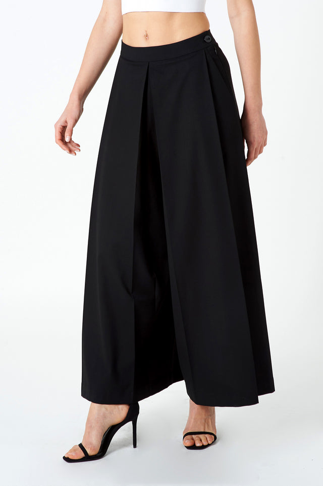 Black Sari pleated tailored trousers by The Silk Road - Luxury, Sustainable & Ethical Clothing