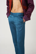Blue Pintuck Trousers - The Silk Road 
