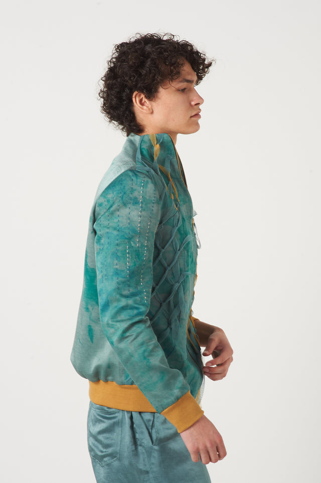 Blue and Yellow Bomber Jacket - The Silk Road 