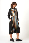 Classic Black Multi Binding Dress by Sustainable and Ethical Luxury Fashion Brand