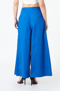 French Blue Sari Pleated Tailored Trousers - The Silk Road 