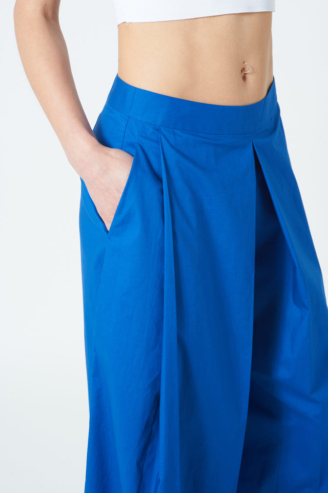 French Blue Sari Pleated Tailored Trousers - The Silk Road 