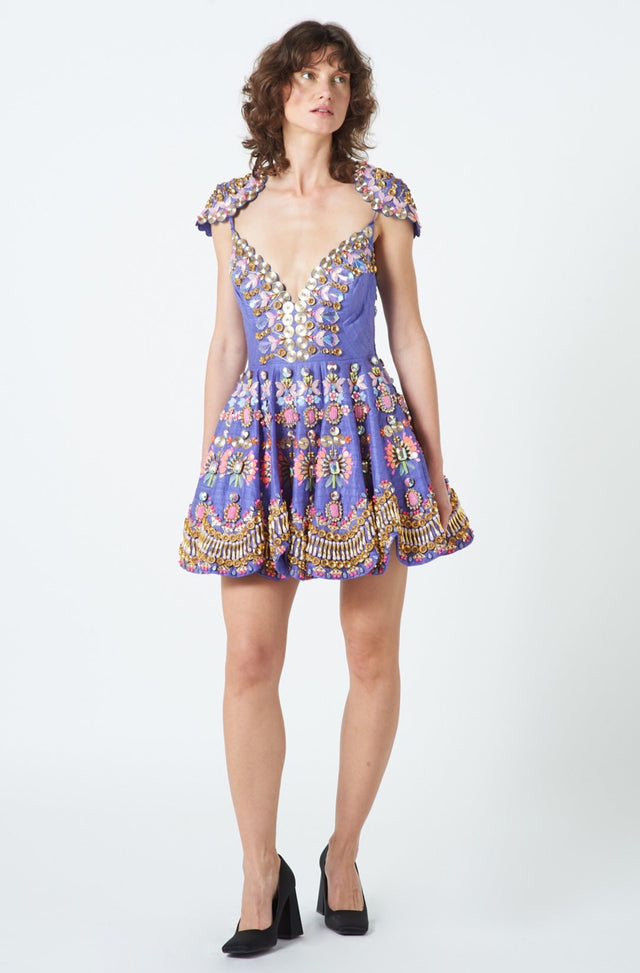 Papa Dont Preach Purple Scallop Embroidered Dress 01