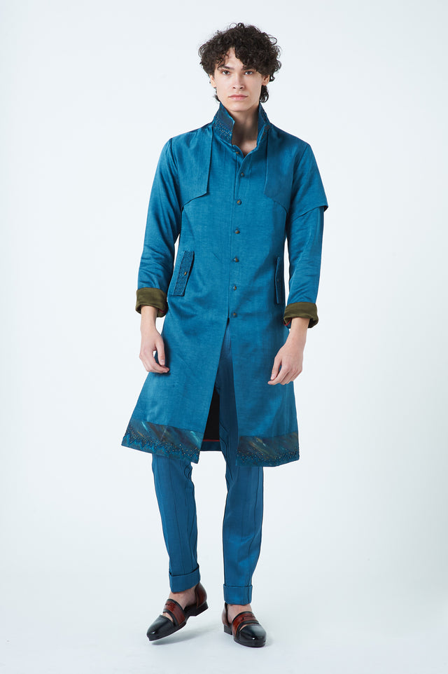 Teal Blue Jacket by The Silk Road | Luxury, Sustainable & Ethical Clothing