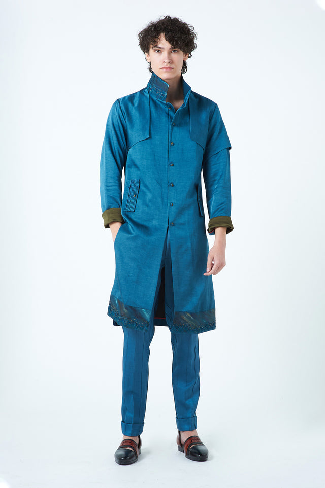 Teal Blue Jacket by The Silk Road | Luxury, Sustainable & Ethical Clothing