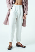 White  Pintuck Trousers - The Silk Road 